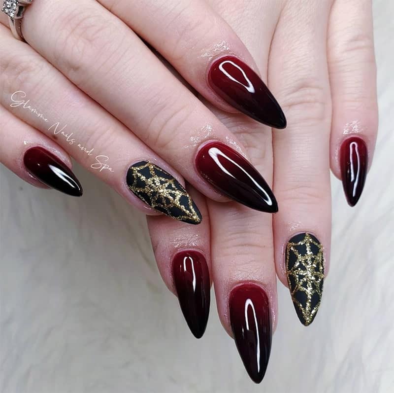 Spooky Blood Red Ombre Nails